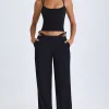 Oh Polly Fall Outfits^Belted Cut-Out Wide-Leg Trousers in Black