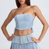 Oh Polly Skirts & Skorts | Co-Ords^Belted Pleated Low-Rise Micro Mini Skirt in Light Blue Stonewash LightBlueStonewash