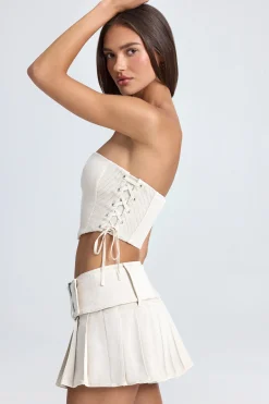 Oh Polly Skirts & Skorts | Co-Ords^Belted Pleated Low-Rise Micro Mini Skirt in Ecru