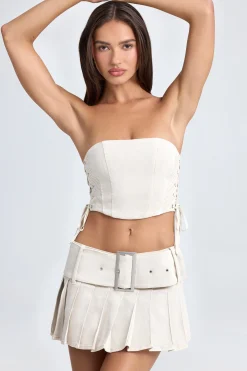 Oh Polly Skirts & Skorts | Co-Ords^Belted Pleated Low-Rise Micro Mini Skirt in Ecru