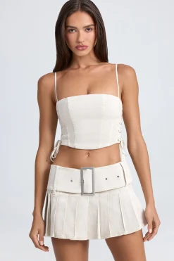 Oh Polly Skirts & Skorts | Co-Ords^Belted Pleated Low-Rise Micro Mini Skirt in Ecru