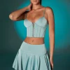 Oh Polly Women'S Clothing Sale - $65 And Under | Women'S Clothing Sale - $40 And Under^Bias Cut Low Rise Satin Mini Skirt in Steel Blue SteelBlue