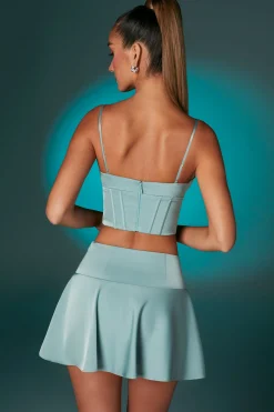 Oh Polly Women'S Clothing Sale - $65 And Under | Women'S Clothing Sale - $40 And Under^Bias Cut Low Rise Satin Mini Skirt in Steel Blue SteelBlue