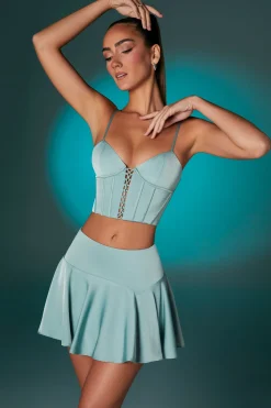 Oh Polly Women'S Clothing Sale - $65 And Under | Women'S Clothing Sale - $40 And Under^Bias Cut Low Rise Satin Mini Skirt in Steel Blue SteelBlue