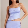 Oh Polly Women'S Clothing Sale - $65 And Under | Women'S Clothing Sale - $40 And Under^Bias Cut Satin Cowl Neck Crop Top in Periwinkle