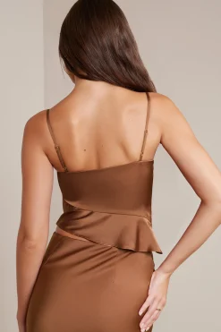 Oh Polly Women'S Clothing Sale - $65 And Under | Women'S Clothing Sale - $40 And Under^Bias Cut Satin Cowl Neck Crop Top in Mocha