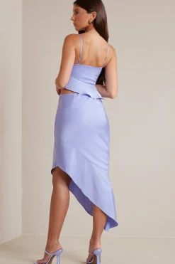 Oh Polly Women'S Clothing Sale - $65 And Under | Women'S Clothing Sale - $40 And Under^Bias Cut Satin Cowl Neck Crop Top in Periwinkle