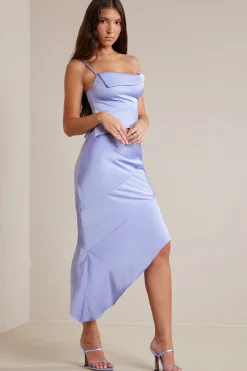 Oh Polly Women'S Clothing Sale - $65 And Under | Women'S Clothing Sale - $40 And Under^Bias Cut Satin Cowl Neck Crop Top in Periwinkle
