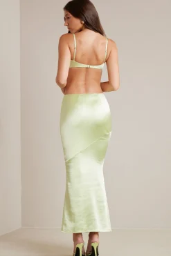 Oh Polly Women'S Clothing Sale - $65 And Under | Women'S Clothing Sale - $40 And Under^Bias Cut Satin Maxi Skirt in Lime
