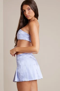 Oh Polly Women'S Clothing Sale - $65 And Under | Women'S Clothing Sale - $40 And Under^Bias Cut Satin Strapless Bandeau Crop Top in Periwinkle