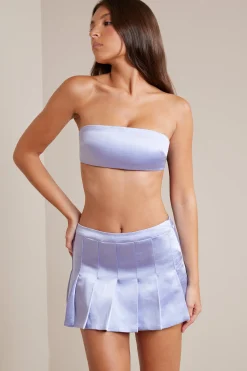 Oh Polly Women'S Clothing Sale - $65 And Under | Women'S Clothing Sale - $40 And Under^Bias Cut Satin Strapless Bandeau Crop Top in Periwinkle