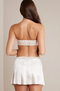 Oh Polly Women'S Clothing Sale - $65 And Under | Women'S Clothing Sale - $40 And Under^Bias Cut Satin Strapless Bandeau Crop Top in Ivory