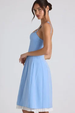 Oh Polly Wedding Guest | Georgette And Chiffon^Bow-Detail Pleated A-Line Midi Dress in Sky Blue SkyBlue