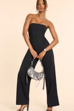 Oh Polly Women'S Clothing Sale - $65 And Under | Fall Outfits^Brushed Twill Bandeau Corset Jumpsuit in Black