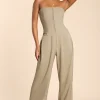 Oh Polly Jumpsuits & Unitards | Fall Outfits^Brushed Twill Bandeau Corset Jumpsuit in Taupe