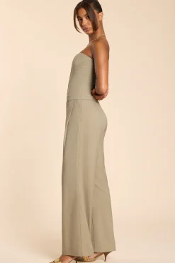 Oh Polly Jumpsuits & Unitards | Fall Outfits^Brushed Twill Bandeau Corset Jumpsuit in Taupe