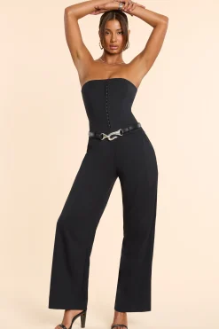 Oh Polly Women'S Clothing Sale - $65 And Under | Fall Outfits^Brushed Twill Bandeau Corset Jumpsuit in Black