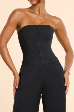 Oh Polly Women'S Clothing Sale - $65 And Under | Fall Outfits^Brushed Twill Bandeau Corset Jumpsuit in Black