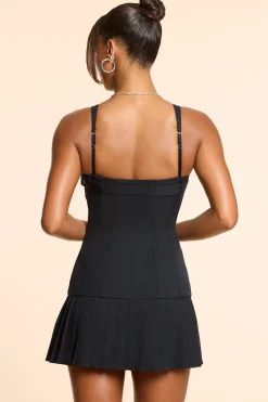 Oh Polly Fall Outfits^Brushed Twill Drop Waist Kilt Mini Dress in Black