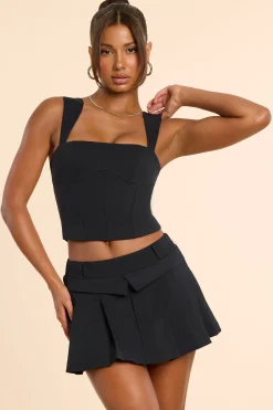 Oh Polly Skirts & Skorts | Co-Ords^Brushed Twill Mid Rise Pleated Micro Mini Skirt in Black