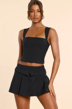 Oh Polly Skirts & Skorts | Co-Ords^Brushed Twill Mid Rise Pleated Micro Mini Skirt in Black
