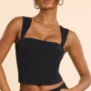Oh Polly Co-Ords | Tops^Brushed Twill Square Neck Tailored Top in Black