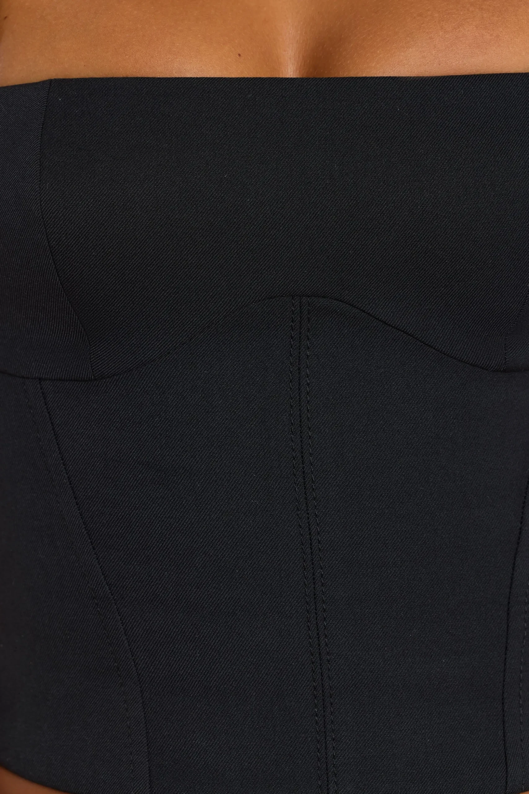Oh Polly Co-Ords | Tops^Brushed Twill Square Neck Tailored Top in Black