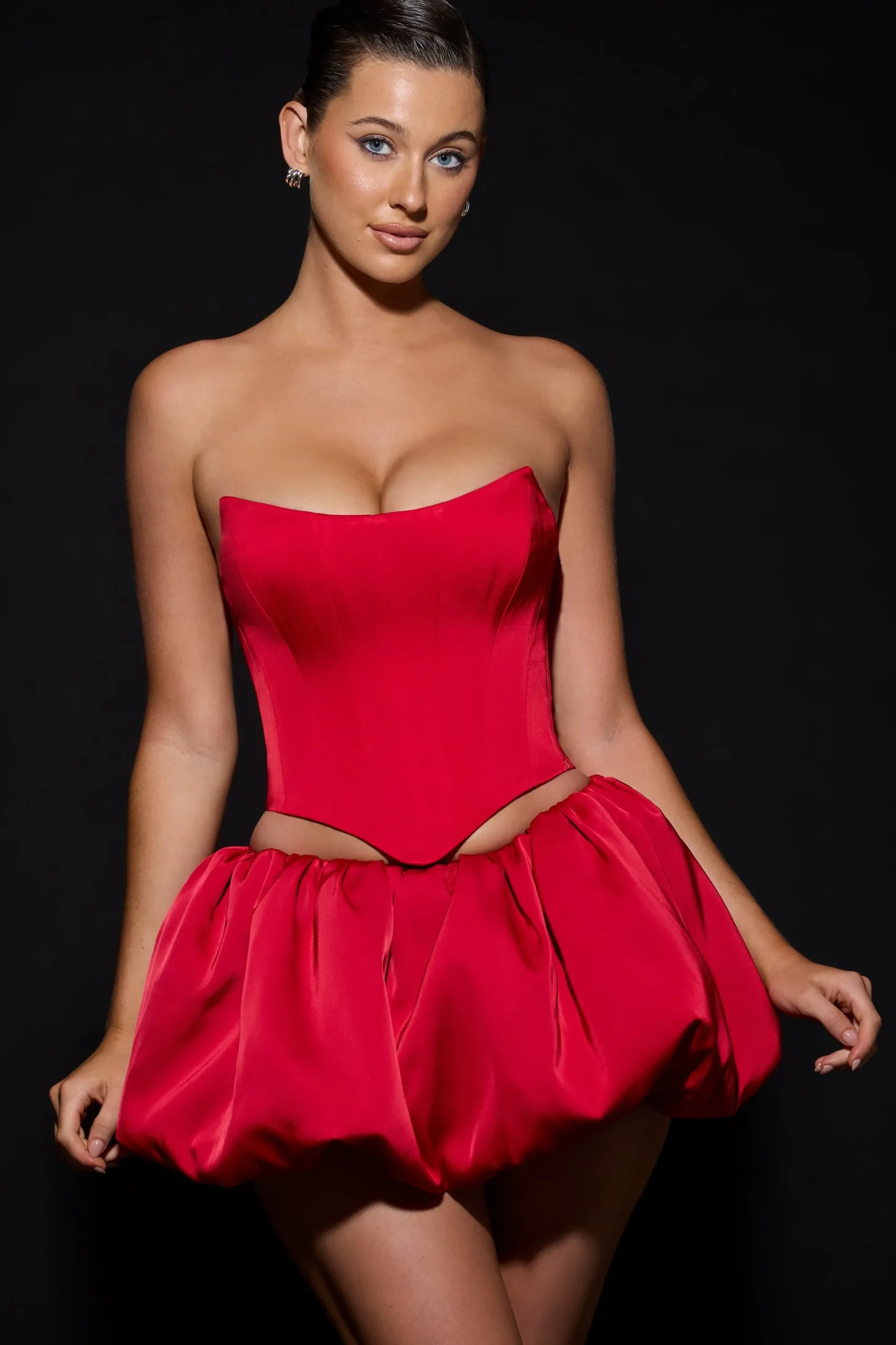 Oh Polly Skirts & Skorts | Bottoms^Bubble Hem Micro Mini Skirt in Fire Red FireRed