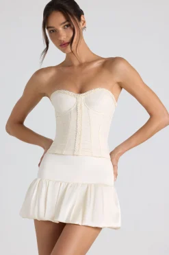 Oh Polly Skirts & Skorts | Co-Ords^Bubble Hem Mid-Rise Micro Mini Skirt in Ivory
