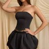 Oh Polly Skirts & Skorts | Bottoms^Bubble Hem Mid-Rise Mini Skirt in Black