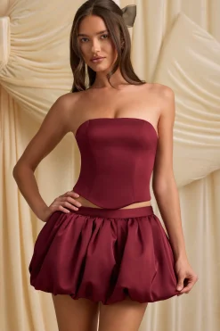 Oh Polly Skirts & Skorts | Bottoms^Bubble Hem Mid-Rise Mini Skirt in Wine Red WineRed