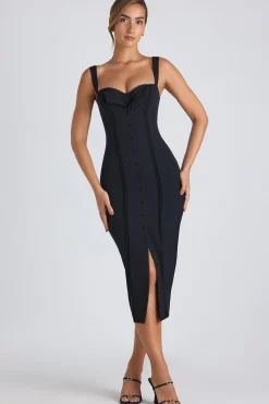 Oh Polly Wedding Guest | Night Out^Button-Detail Midaxi Dress in Black