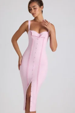 Oh Polly Wedding Guest | Georgette And Chiffon^Button-Detail Midaxi Dress in Soft Pink SoftPink