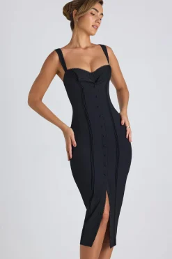 Oh Polly Wedding Guest | Night Out^Button-Detail Midaxi Dress in Black