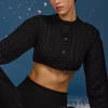 Oh Polly Knitwear^Cable-Knit Cropped Cardigan in Black