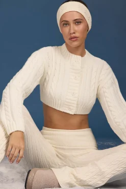 Oh Polly Knitwear^Cable-Knit Cropped Cardigan in Cream