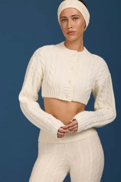 Oh Polly Knitwear^Cable-Knit Cropped Cardigan in Cream
