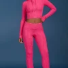 Oh Polly Knitwear^Cable-Knit Flared Trousers in Hot Pink HotPink