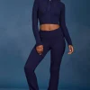 Oh Polly Knitwear^Cable-Knit Flared Trousers in Navy