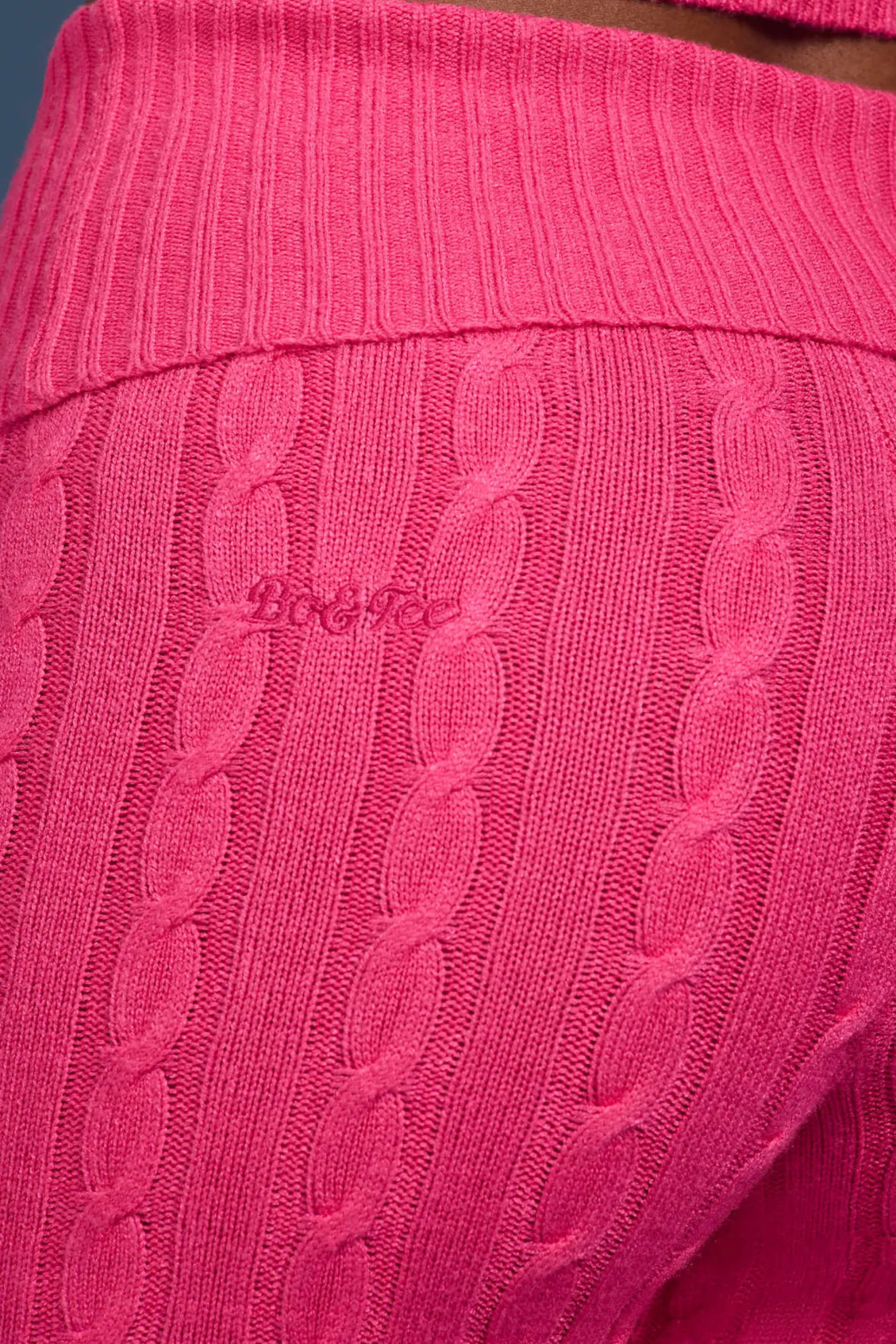 Oh Polly Knitwear^Cable-Knit Flared Trousers in Hot Pink HotPink