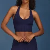 Oh Polly Knitwear | Tops^Cable-Knit Halterneck Crop Top in Navy