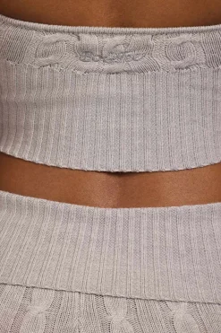 Oh Polly Knitwear | Tops^Cable-Knit Halterneck Crop Top in Grey Marl GreyMarl