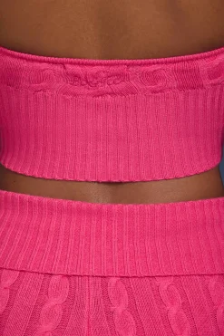 Oh Polly Knitwear | Tops^Cable-Knit Halterneck Crop Top in Hot Pink HotPink