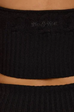 Oh Polly Knitwear | Tops^Cable-Knit Halterneck Crop Top in Black