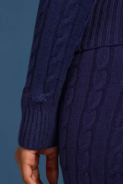 Oh Polly Knitwear | Tracksuits^Cable-Knit Zip-Up Hoodie in Navy