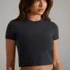 Oh Polly Tee'S & Tanks | Matching Sets^Cap Sleeve Baby Tee in Washed Black WashedBlack