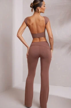Oh Polly Tops | Elevated Essentials^Cap Sleeve Open Back Crop Top in Brown