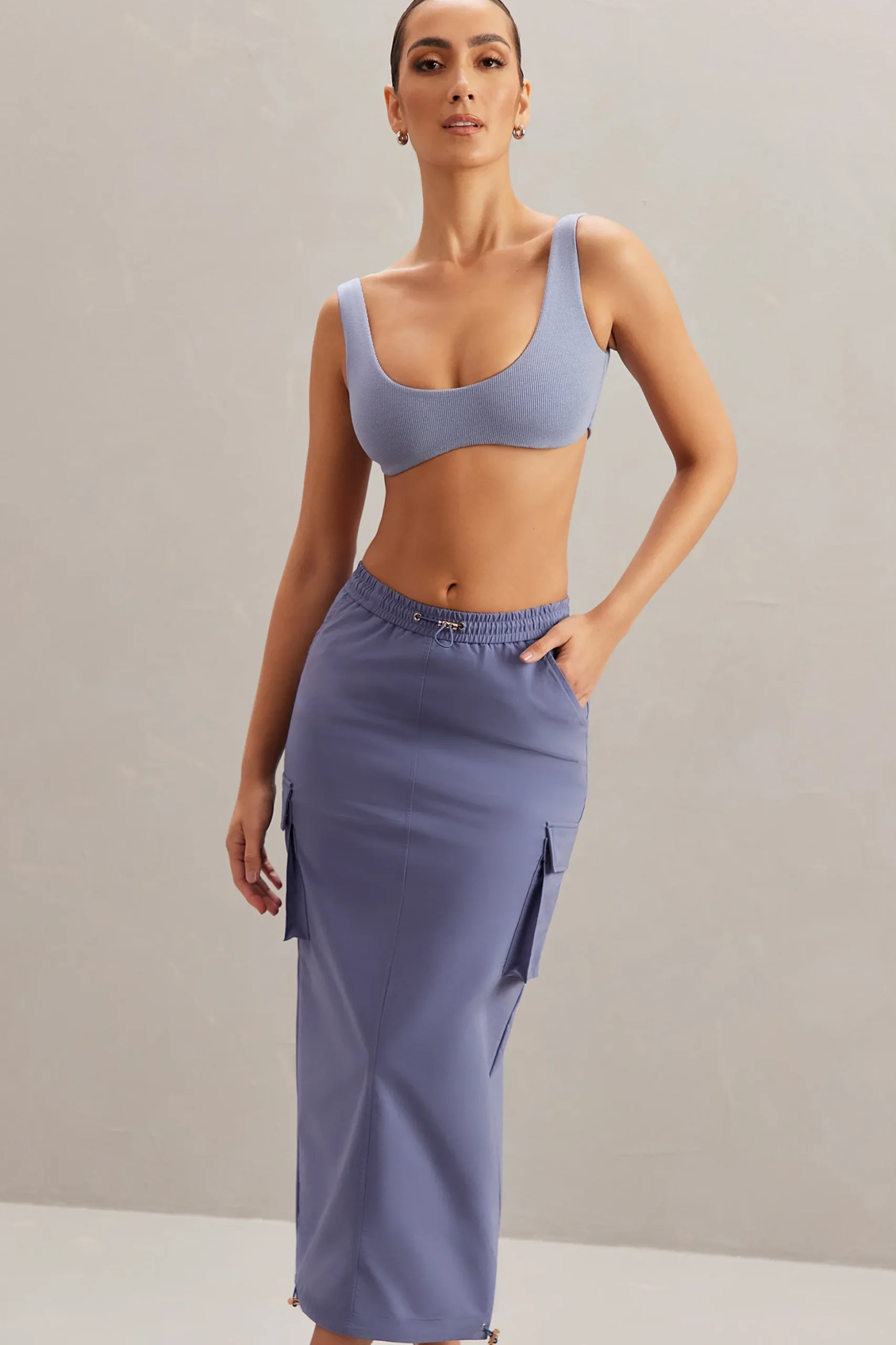 Oh Polly Women'S Clothing Sale - $65 And Under | Women'S Clothing Sale - $40 And Under^Cargo Maxi Skirt in Dusty Blue Navy