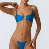 Oh Polly Bikini Sets | Bikini Tops^Chain-Embellished Cut-Out Bikini Top in Ocean Blue OceanBlue