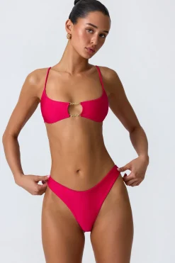 Oh Polly Bikini Sets | Bikini Tops^Chain-Embellished Cut-Out Bikini Top in Raspberry Pink RaspberryPink